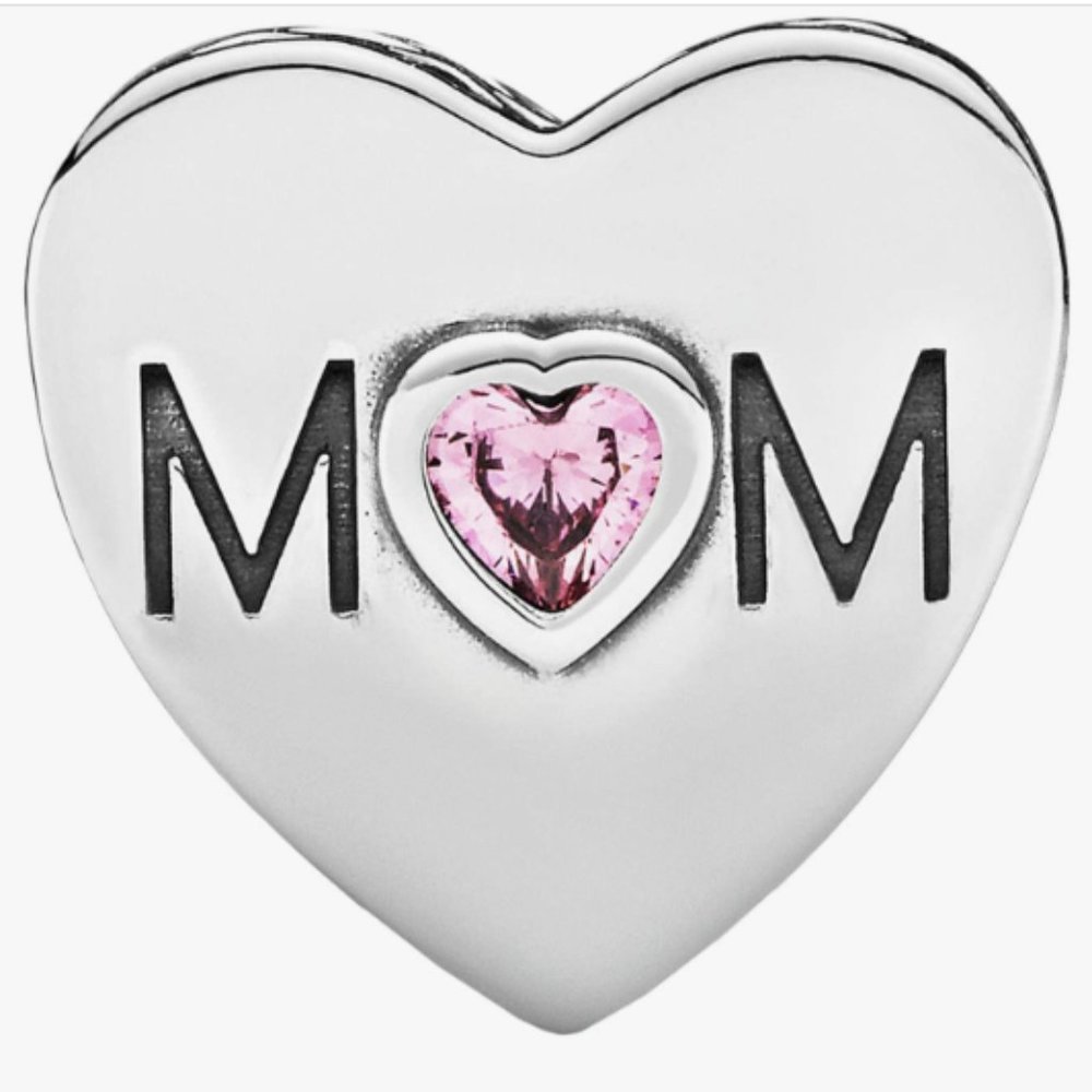 Pandora PINK MOM HEART 791881PCZ Silver With Pink Cubic Zirconia New Charm